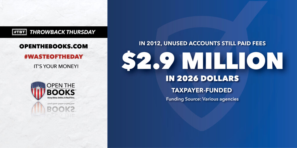 Waste of the Day Throwback Thursday – Fees Paid For Empty Bank Accounts