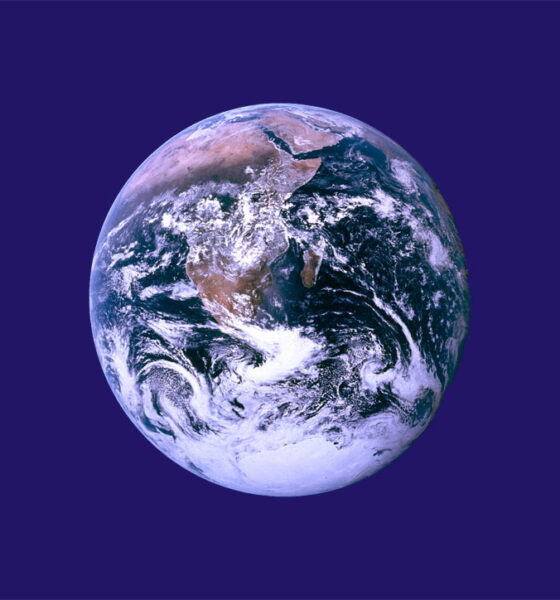 The Earth (centered on the Cape of Good Hope) on a Navy blue flag