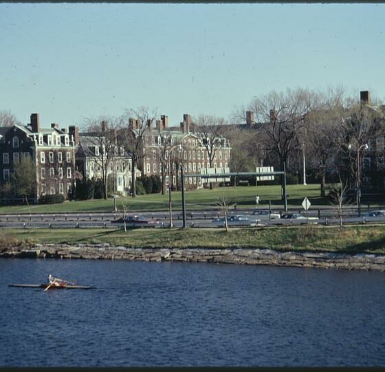 Harvard Business School, with the Charles River (Boston, Mass.) in the foreground.