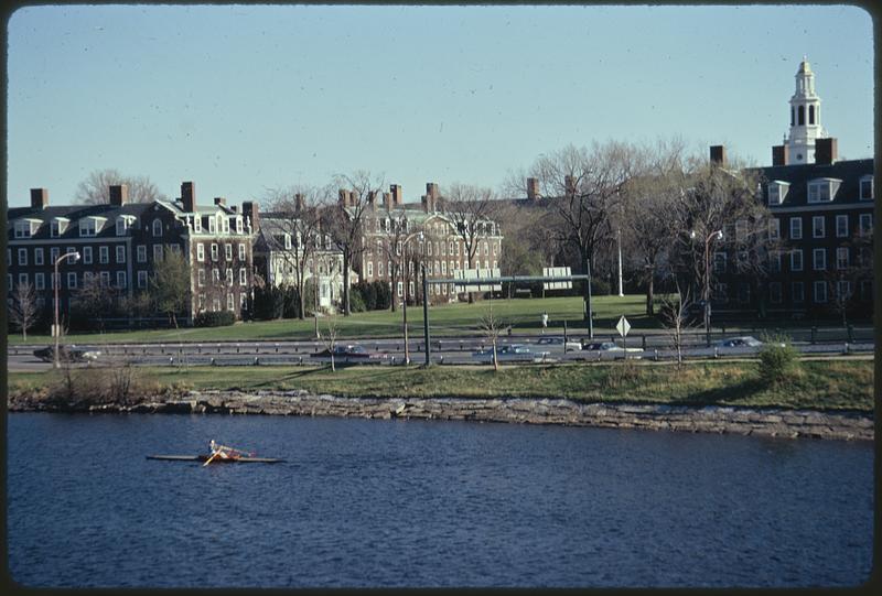 Harvard Business School, with the Charles River (Boston, Mass.) in the foreground.