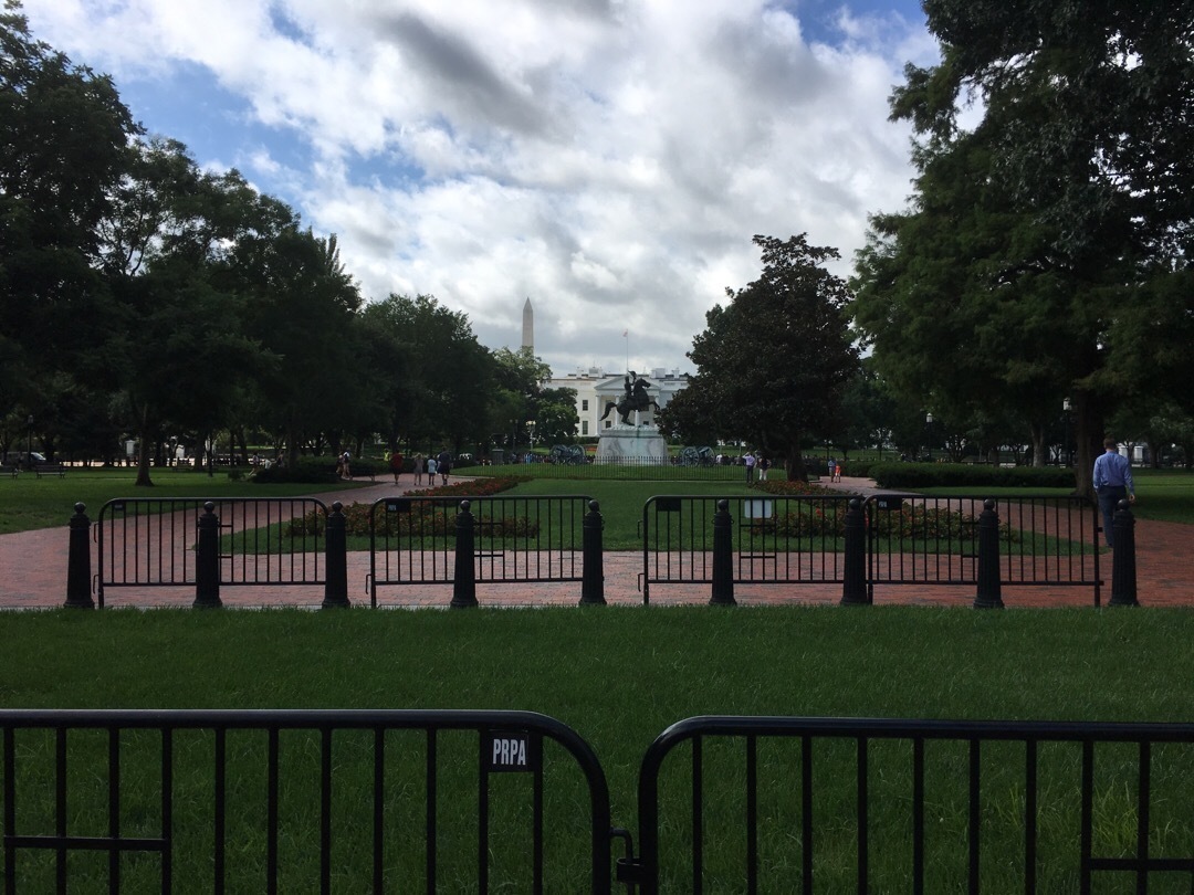 Lafayette Park looking toward the White House and beyond to the Washington Monument