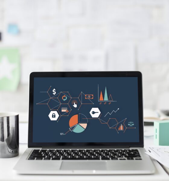 Stimulating creativity - a laptop with many charts showing