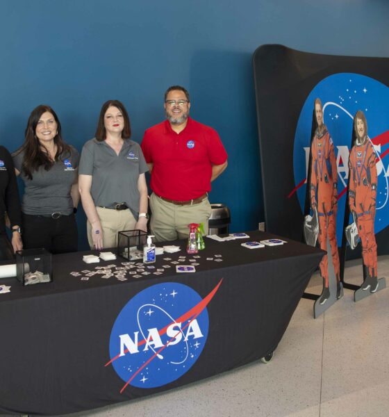 The NASA Artemis II crew attends the Super Bowl