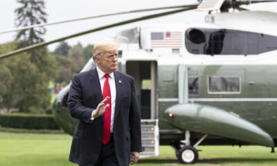 President Trump arrives on the White House South Lawn