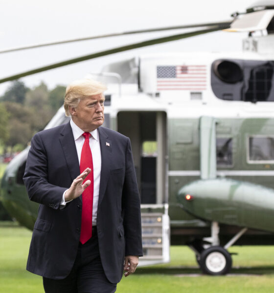 President Trump arrives on the White House South Lawn