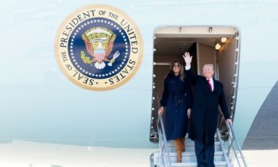 President and Mrs. Donald Trump arrive at Manchester-Boston Regional Airport