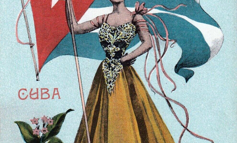 Cuba flag and young lady's fashion