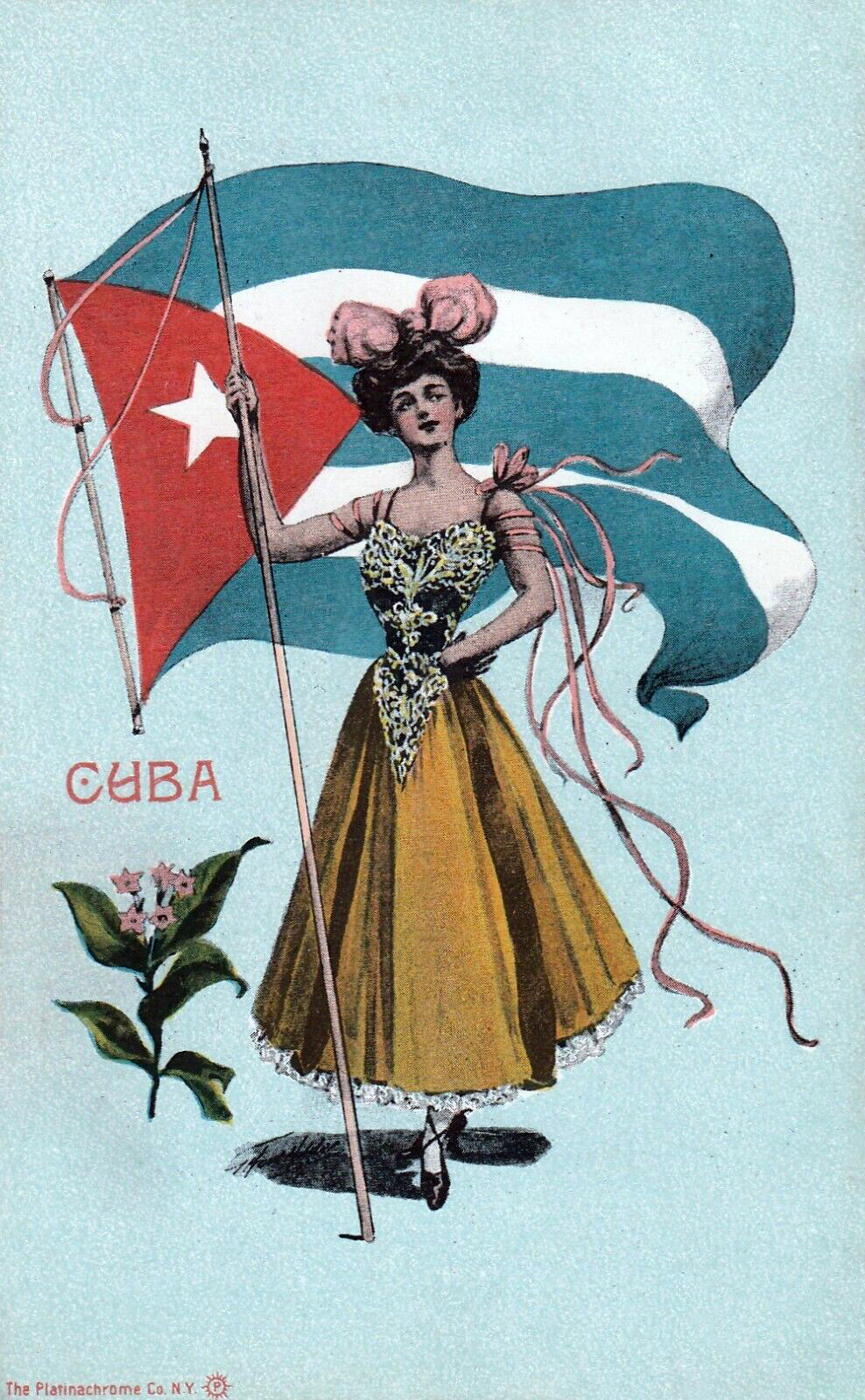 Cuba flag and young lady's fashion