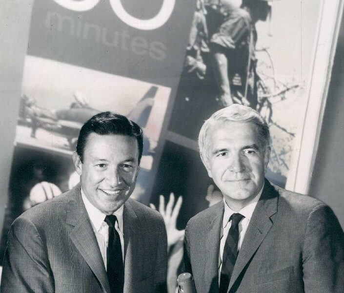 Sixty Minutes promotional still featuring (L->R) Mike Wallace and Harry Reasoner