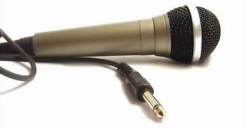 A microphone, symbol of speaking to a wide audience