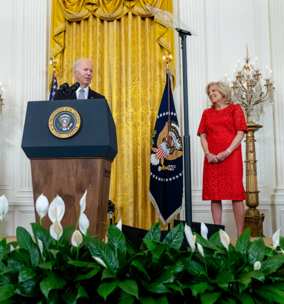 Joe Biden (then-President), with FLOTUS Jill Biden and Astronaut Jasmin Moghbeli