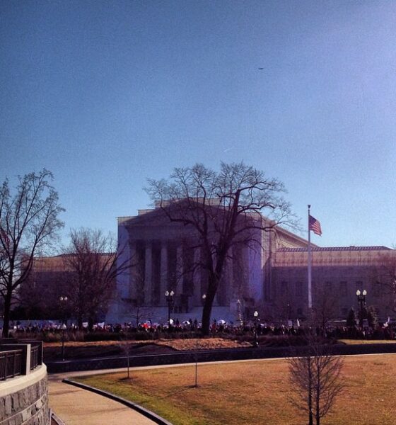 The courthouse of the Supreme Court of the United States, as seen from the Capitol in the springtime of 2013