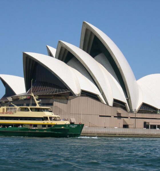The Sydney Opera House, overlooking Sydney Harbor, two icons of Australia