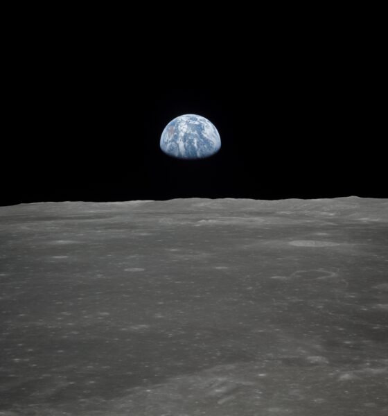 Earth rise over the Moon from Apollo XI