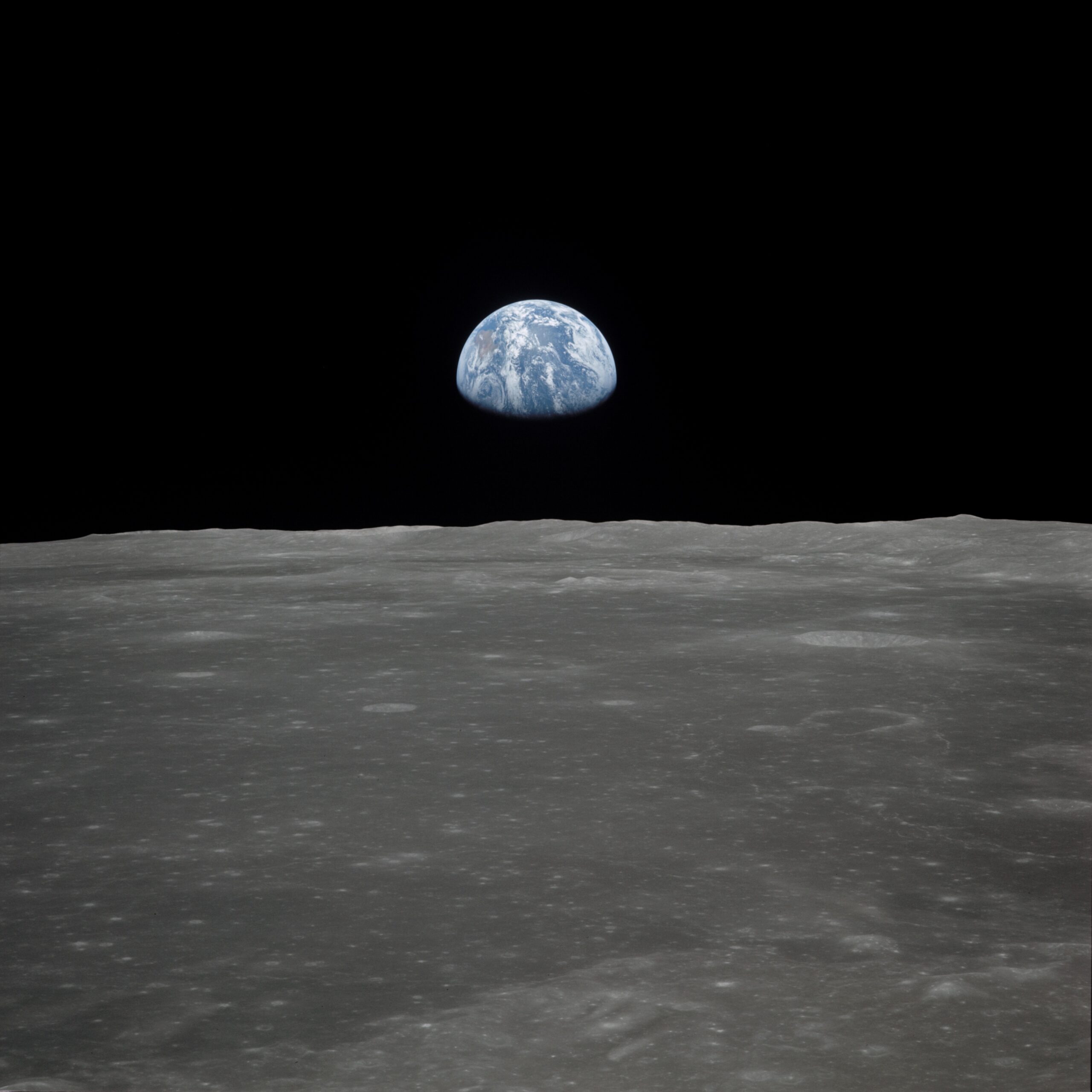 Earth rise over the Moon from Apollo XI