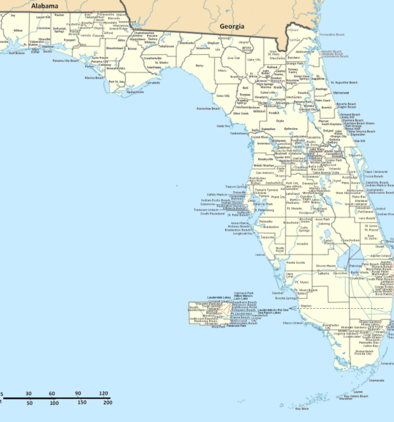 Florida, showing all its incorporated municipalities