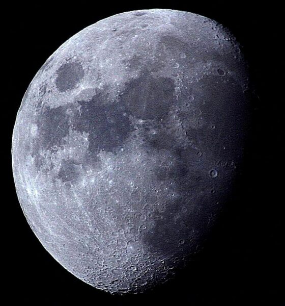 The Moon, in waning Gibbous phase, against a night sky