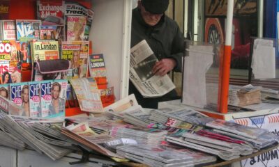 A newsstand, with multiple legacy news organs for sale
