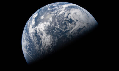 View of Earth from an Orion spacecraft during the Artemis II mission