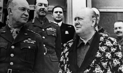 Generals Eisenhower and Alexander, and Prime Minister Sir Winston Churchill
