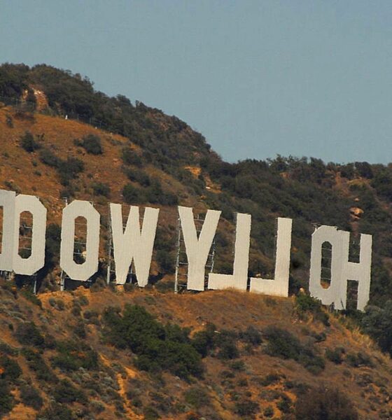 Hollywood sign backwards - looking toward it from Griffith Park
