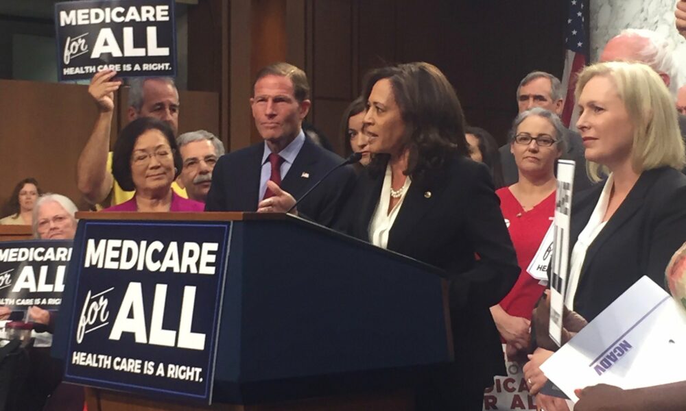 Then-Senator Kamala Harris promotes Medicare for All