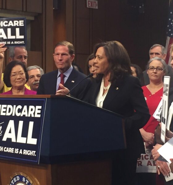 Then-Senator Kamala Harris promotes Medicare for All