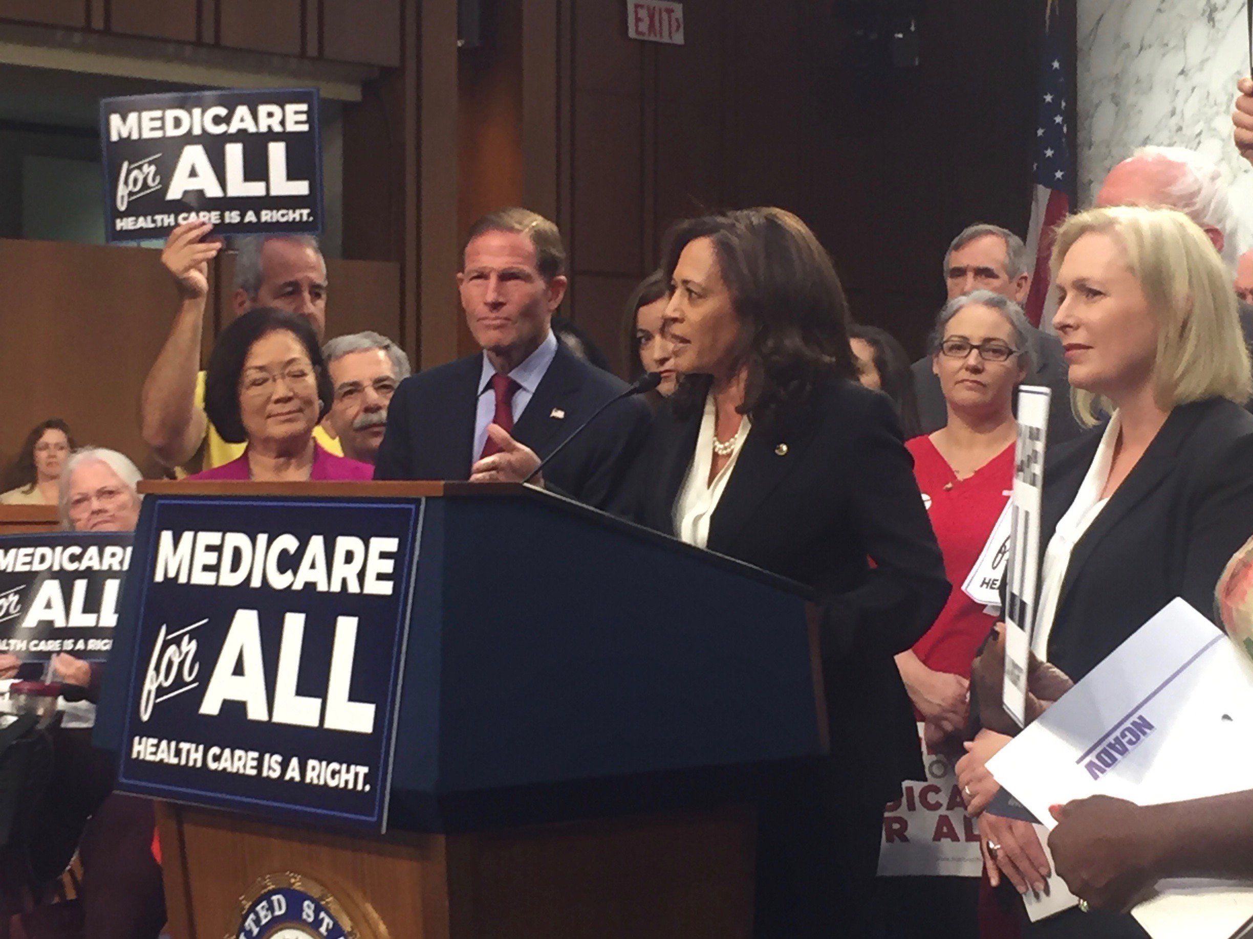 Then-Senator Kamala Harris promotes Medicare for All