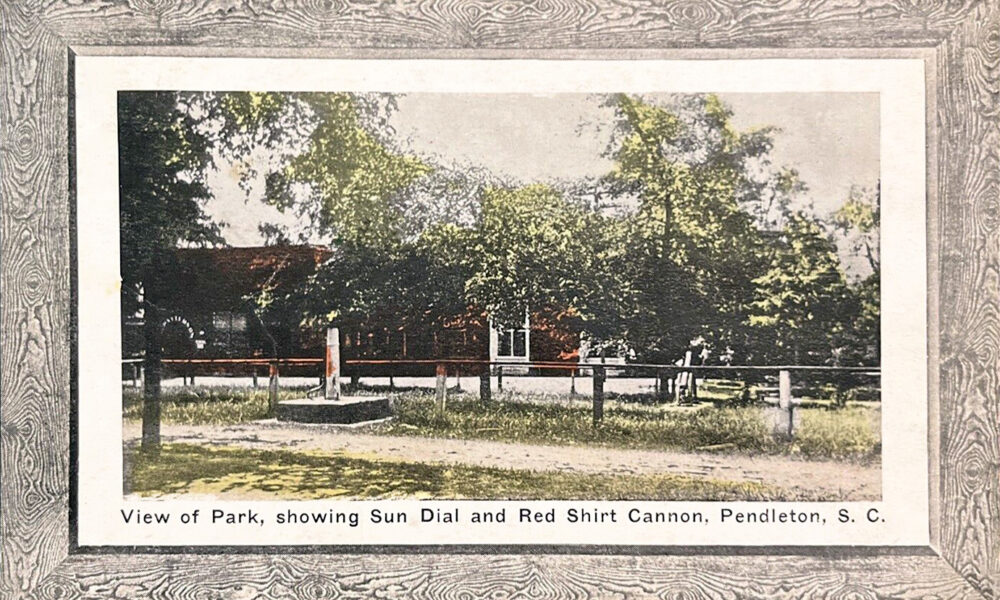 View of Park, Showing Sun Dial and Red Shirt Cannon, Pendleton, South Carolina