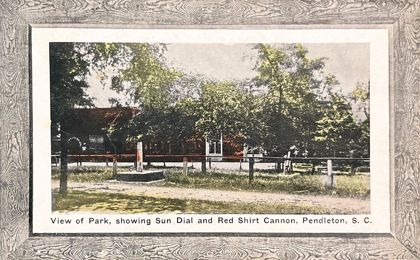 View of Park, Showing Sun Dial and Red Shirt Cannon, Pendleton, South Carolina