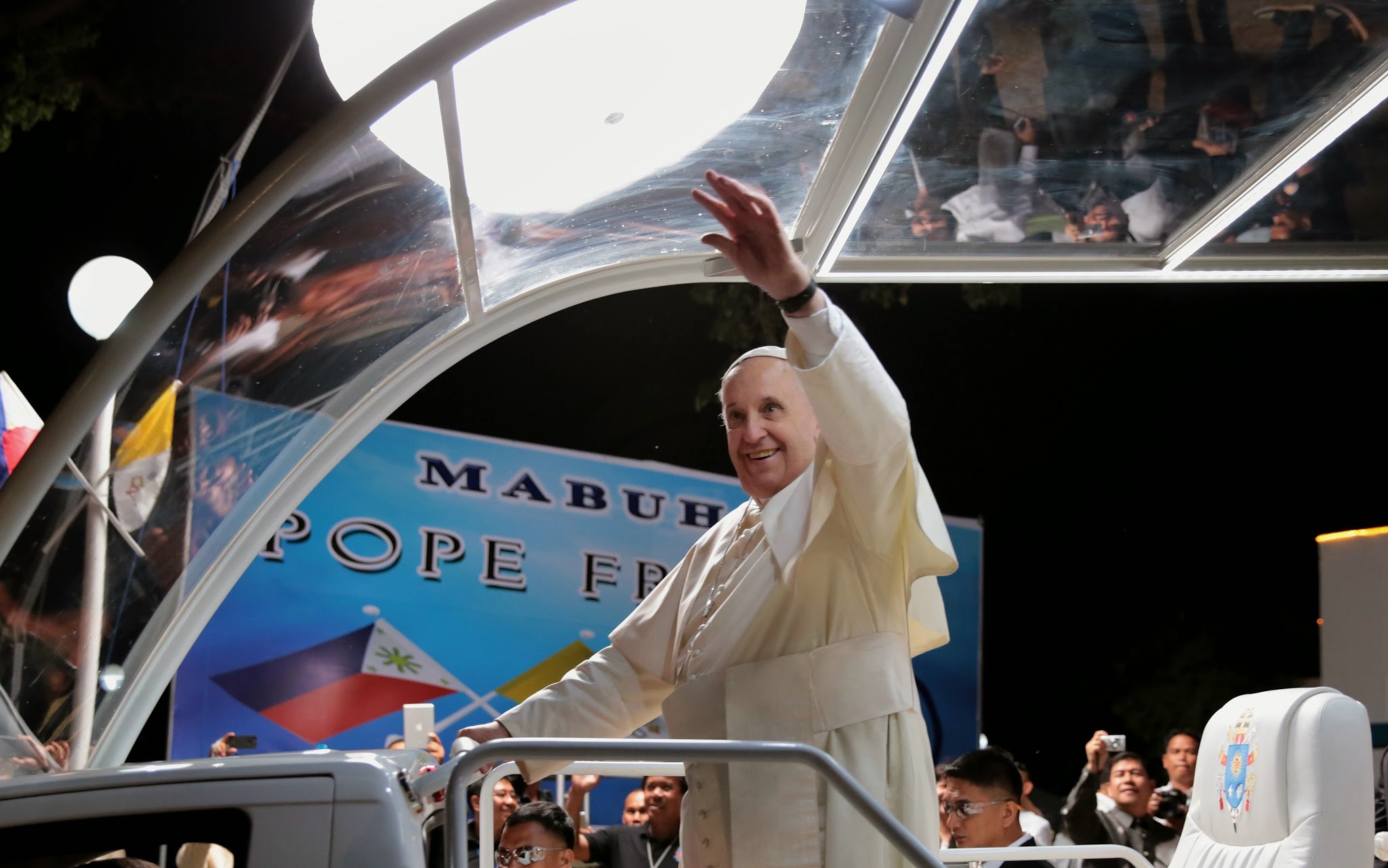 Pope Francis arriving at Villamor Airbase