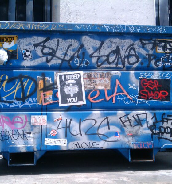 Dumpster (from Dempster Dumpmaster) covered with graffiti