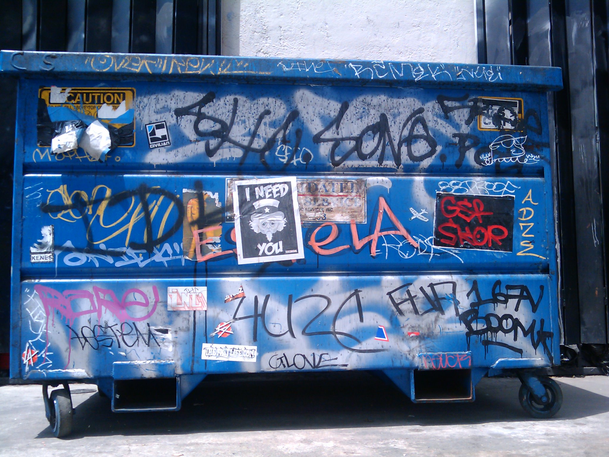 Dumpster (from Dempster Dumpmaster) covered with graffiti